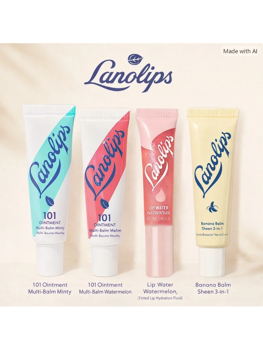 Lanolips Lip Care Set 4-Pc - 2 101 Ointment Multi Balms, Lip Water & Banana Balm